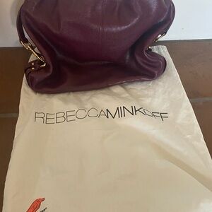 Rebecca Minkoff Burgundy Leather Nikki Hobo Bag with Gold hardware